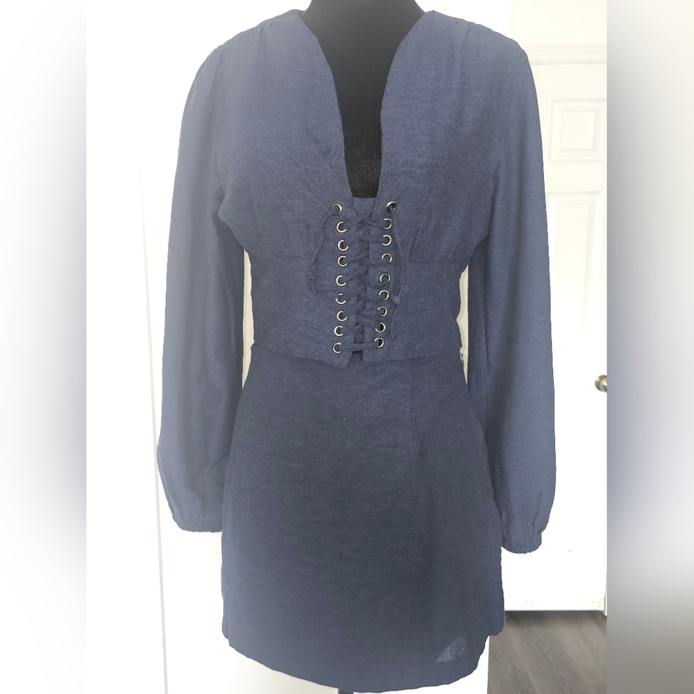 Midnight Sky Navy Peasant Blouse & Mini Skirt Set